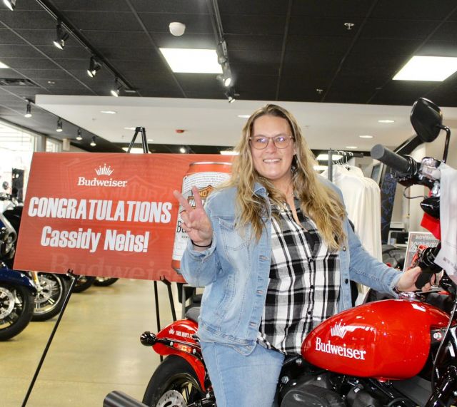 Now announcing the winner of the Budweiser Harley Davidson…. 
CASSIDY NEHS 

Congratulations again, Cassidy! We hope you enjoy your new ride! 

Thanks again Suburban Harley Davidson!

#HarleyDavidson #Budweiser #Winner #Announcement #BudBike